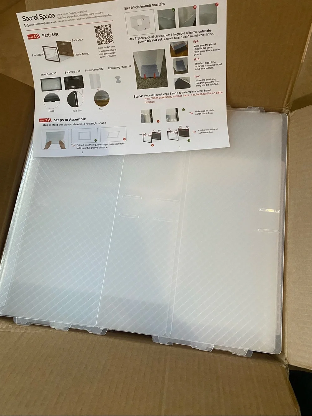 Secret Space 12 Piece Large Stackable Shoe Storage Boxes - White Frame, NIB!